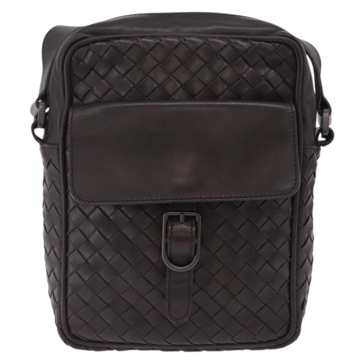 Bottega Veneta INTRECCIATO Shoulder Bag Leather Brown 113092 Auth 209265V