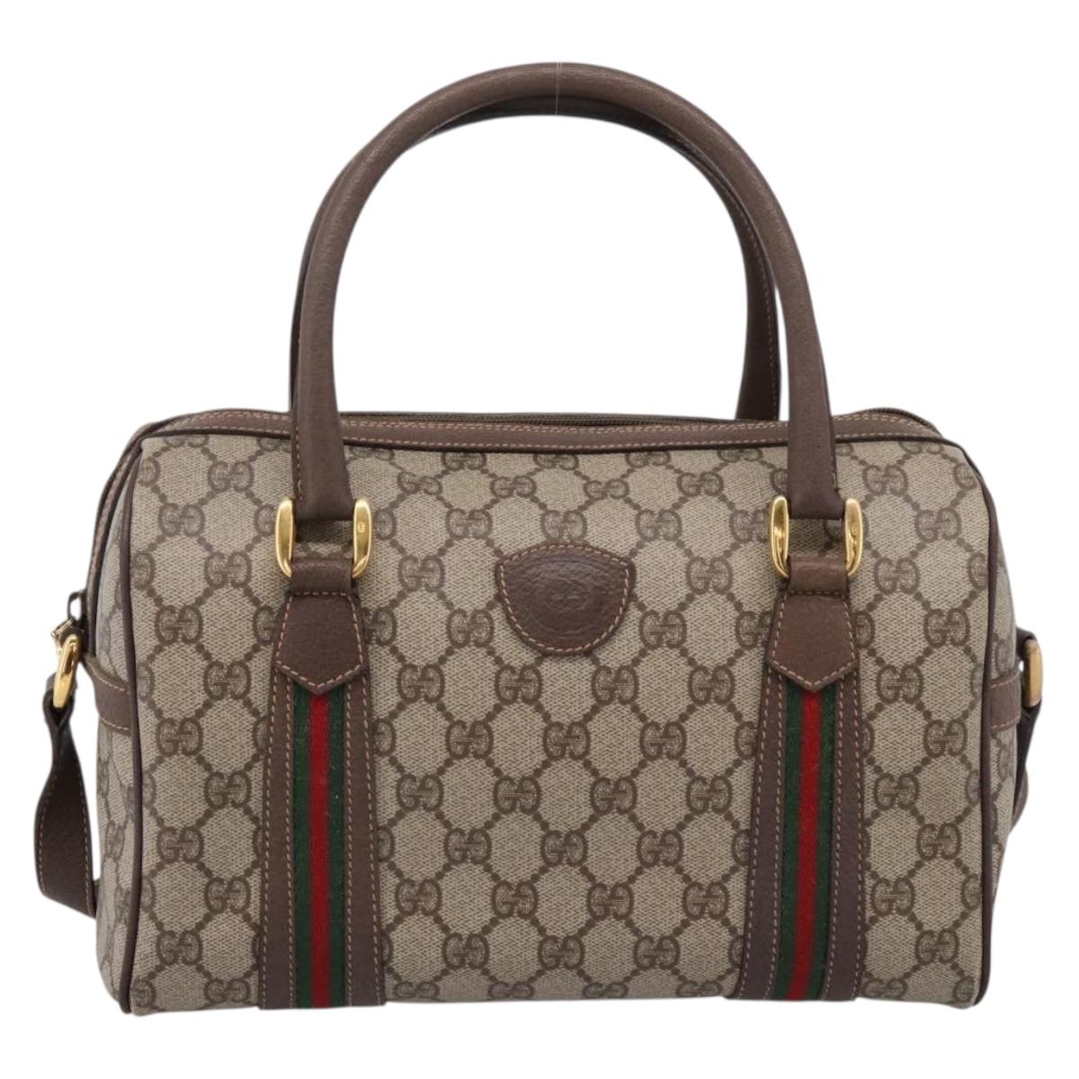 GUCCI GG Supreme Web Sherry Line Bag PVC 2way Beige 002 115 6697 Auth 209269