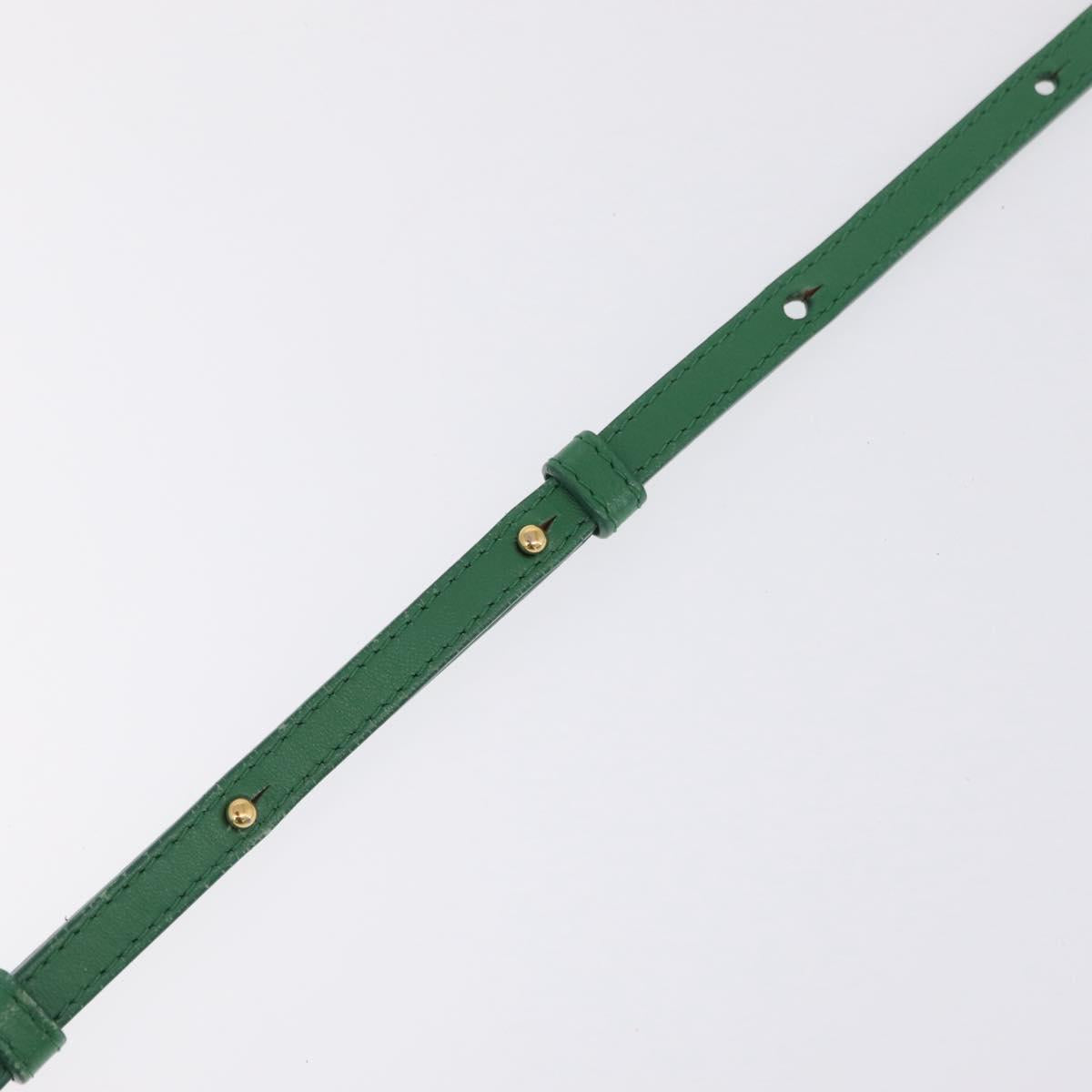 CELINE Trio Shoulder Bag Leather Green Gold Auth 209280