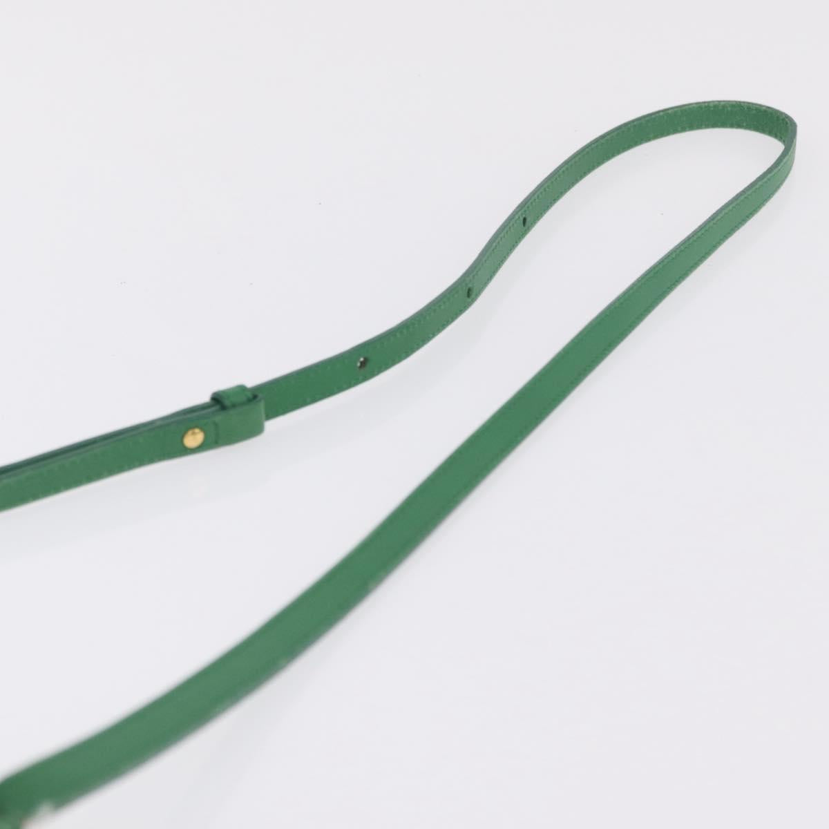 CELINE Trio Shoulder Bag Leather Green Gold Auth 209280