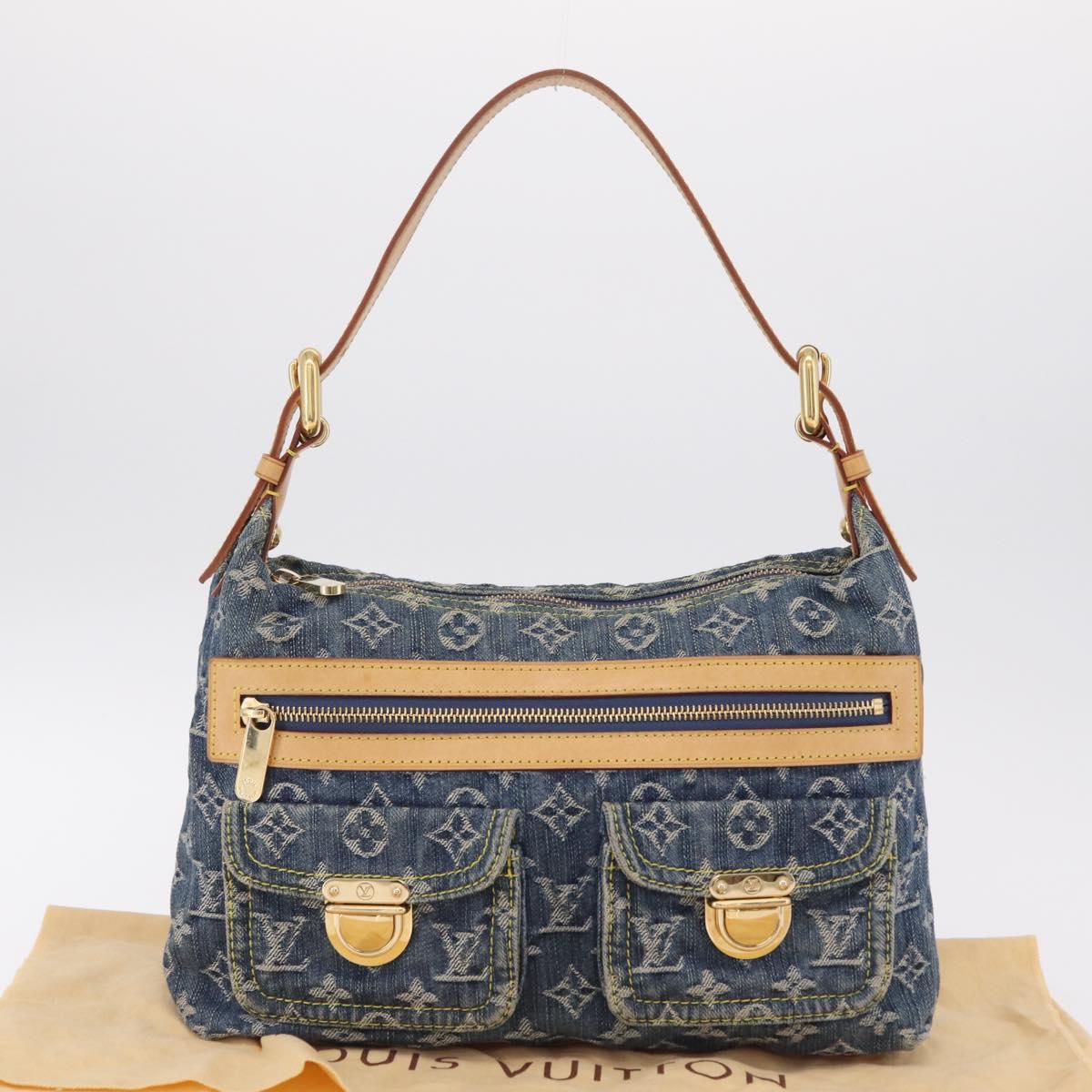 LOUIS VUITTON Monogram Denim Buggy PM Shoulder Bag Blue M95049 LV Auth 209281V
