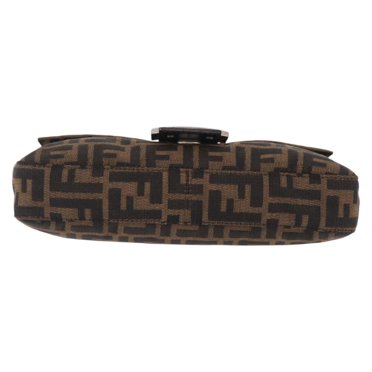 FENDI Zucca Canvas Mamma Baguette Shoulder Bag Brown Black Auth 209289V