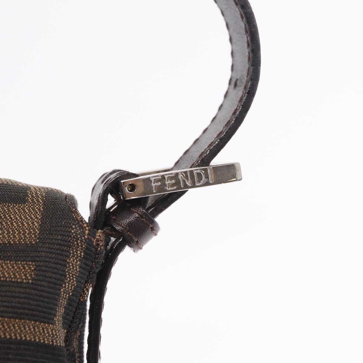 FENDI Zucca Canvas Mamma Baguette Shoulder Bag Brown Black Auth 209289V