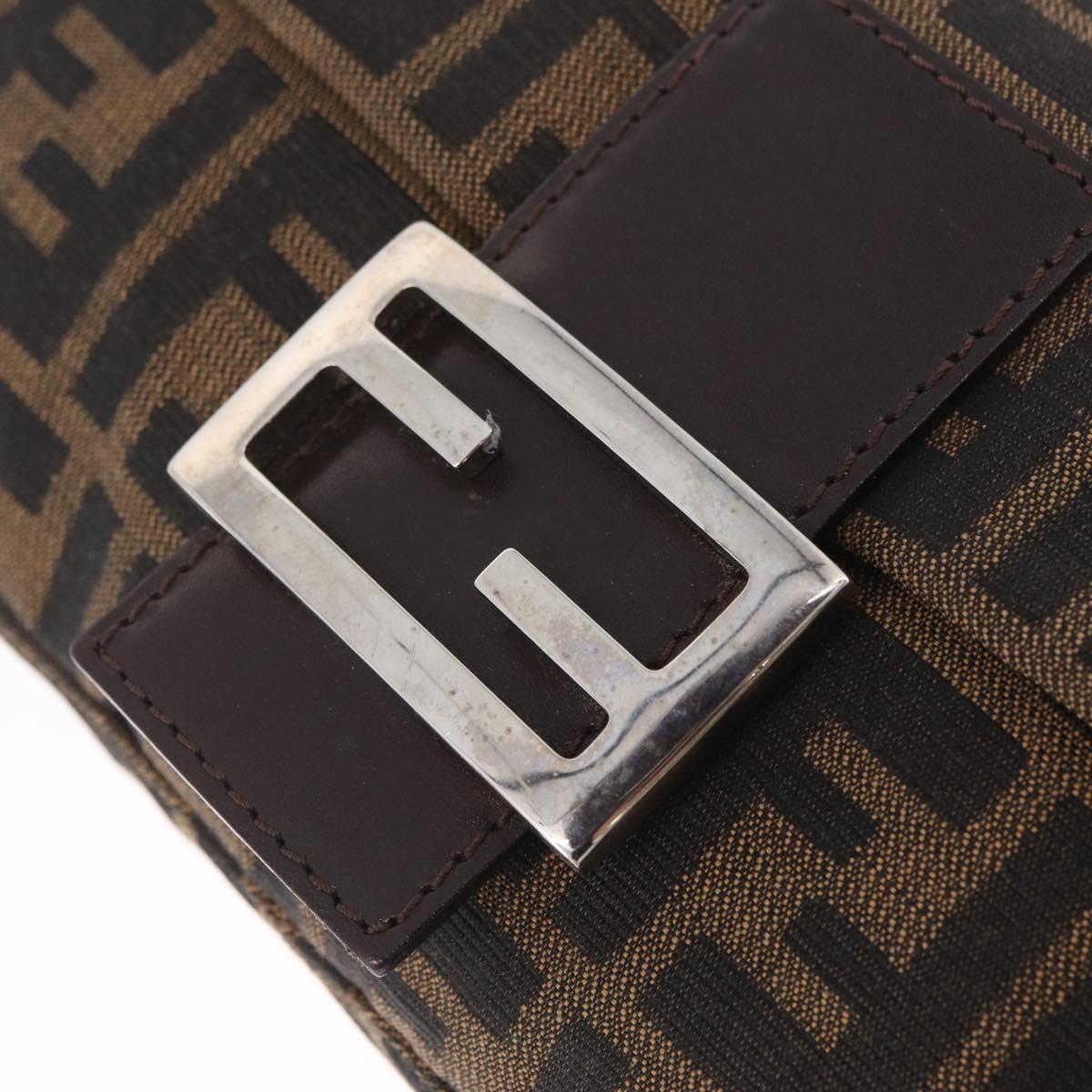 FENDI Zucca Canvas Mamma Baguette Shoulder Bag Brown Black Auth 209289V