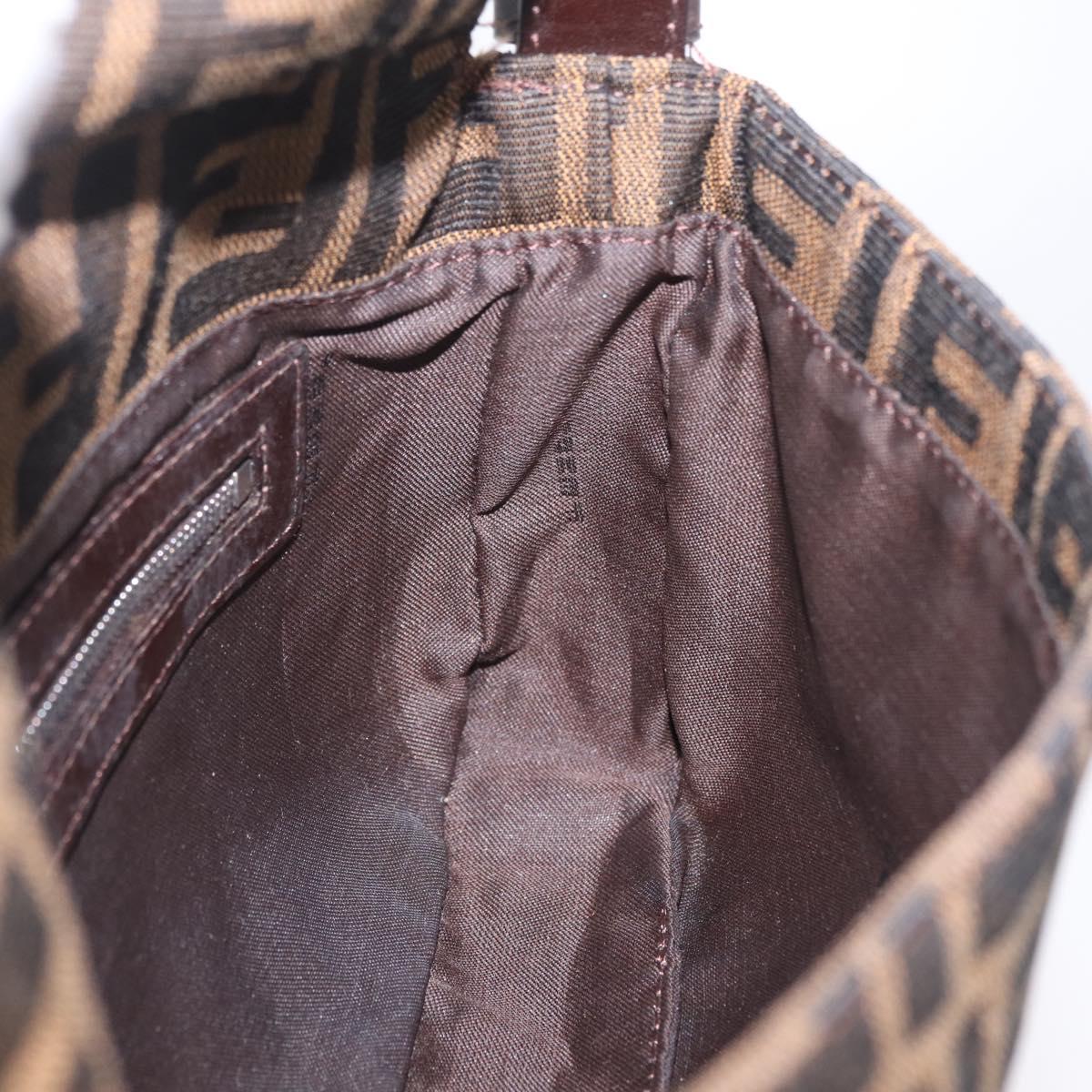 FENDI Zucca Canvas Mamma Baguette Shoulder Bag Brown Black Auth 209289V