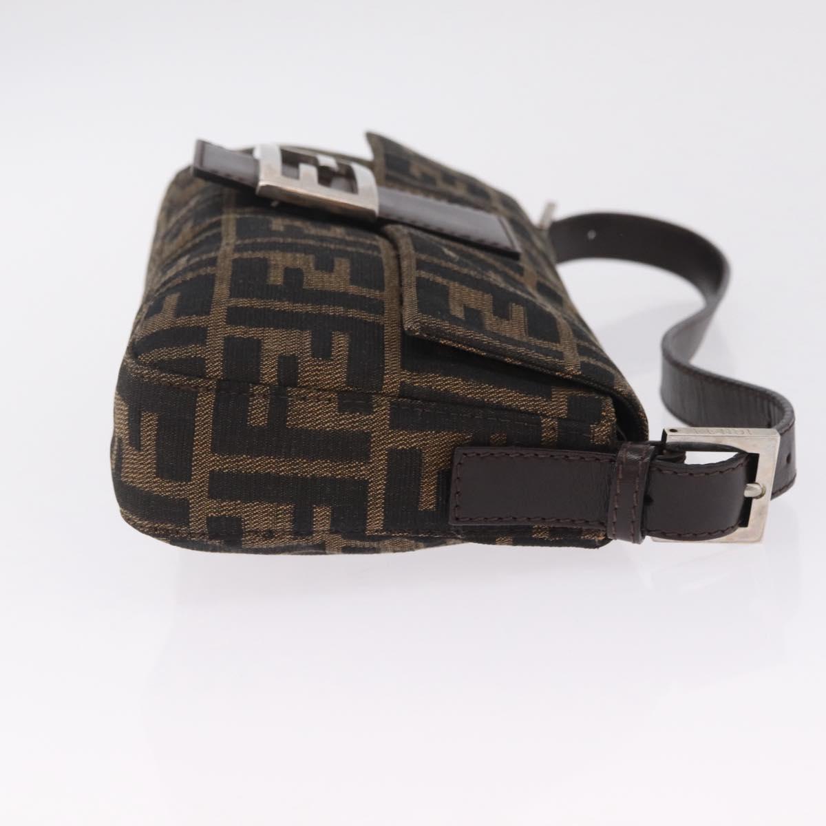 FENDI Zucca Canvas Mamma Baguette Shoulder Bag Brown Black Auth 209289V