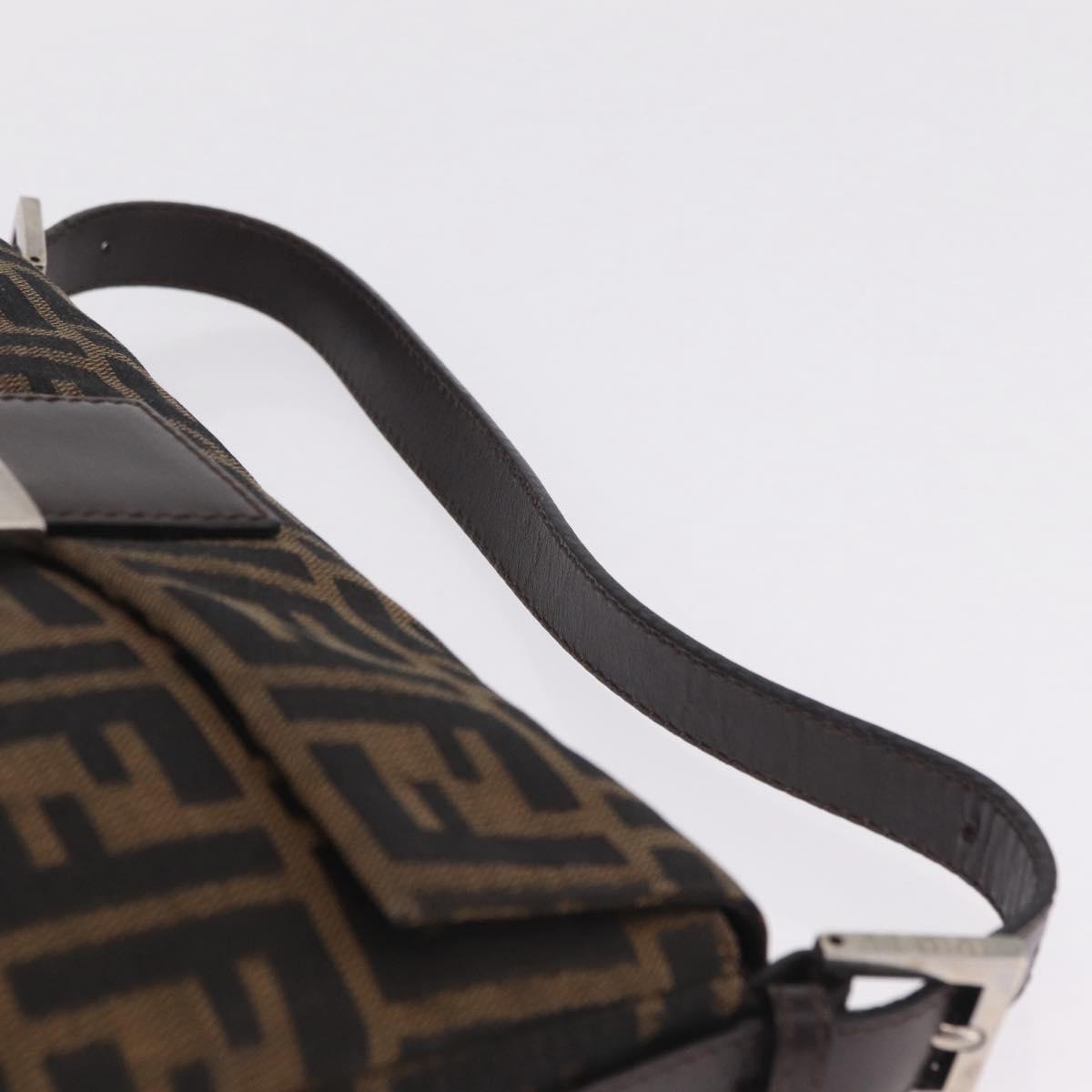 FENDI Zucca Canvas Mamma Baguette Shoulder Bag Brown Black Auth 209289V