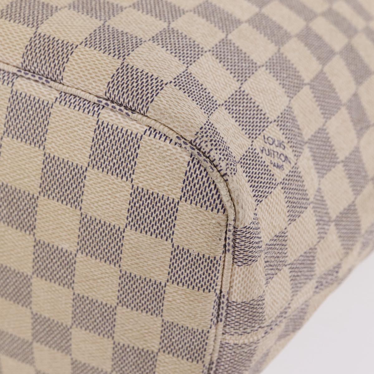 LOUIS VUITTON Damier Azur Neverfull MM Tote Bag N41605 LV Auth 209290