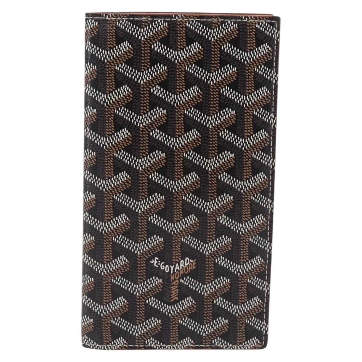 Goyard Herringbone Sun Rock Long Wallet PVC Leather Black Auth 209297M
