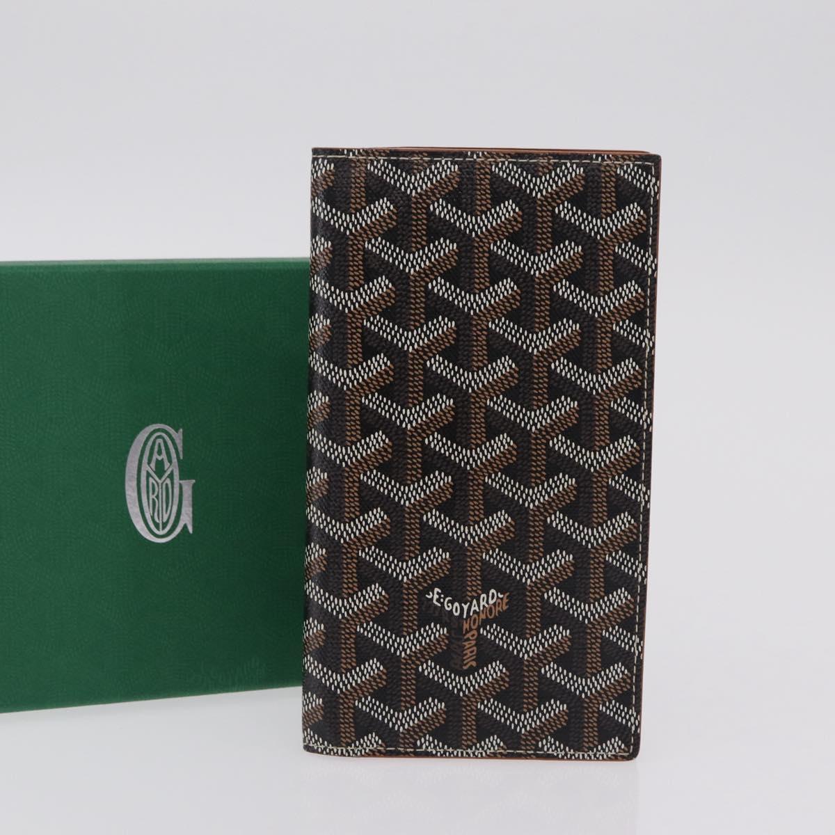 Goyard Herringbone Sun Rock Long Wallet PVC Leather Black Auth 209297M