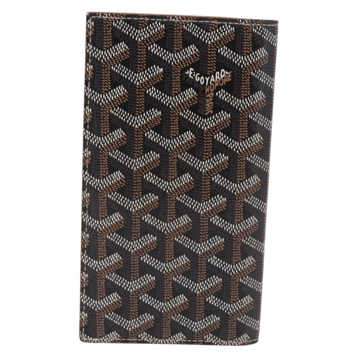 Goyard Herringbone Sun Rock Long Wallet PVC Leather Black Auth 209297M