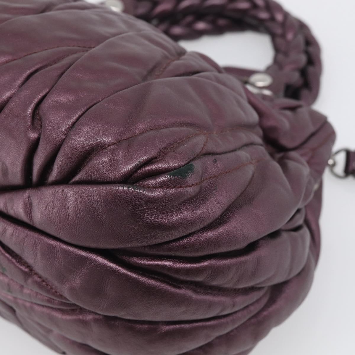 Miu Miu Hand Bag Leather 2way Purple Silver Auth 209320V