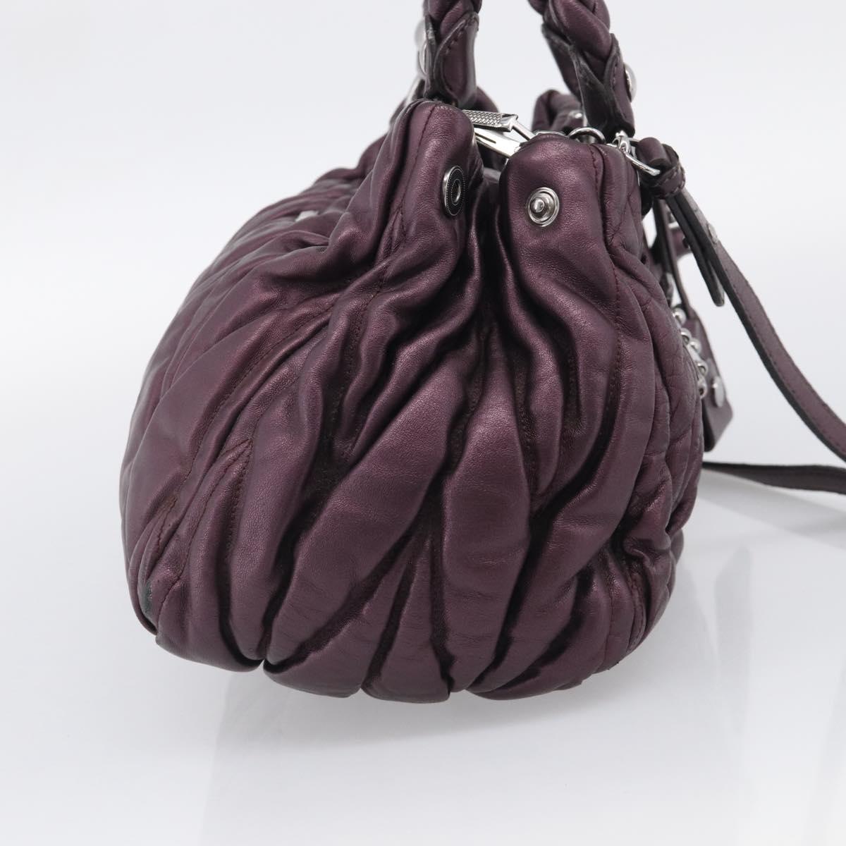 Miu Miu Hand Bag Leather 2way Purple Silver Auth 209320V