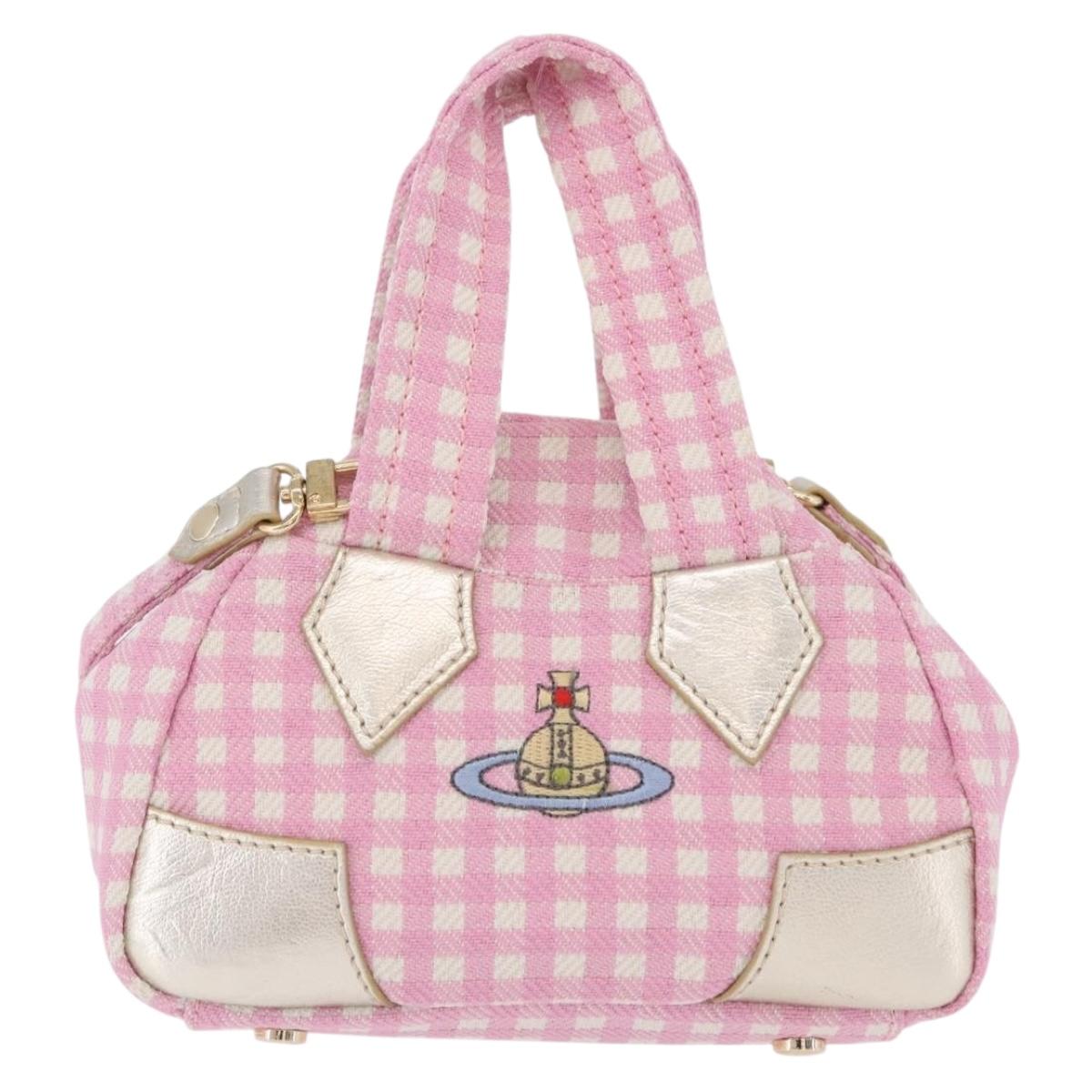 Vivienne Westwood Hand Bag Canvas 2way Pink Gold Auth 209323A