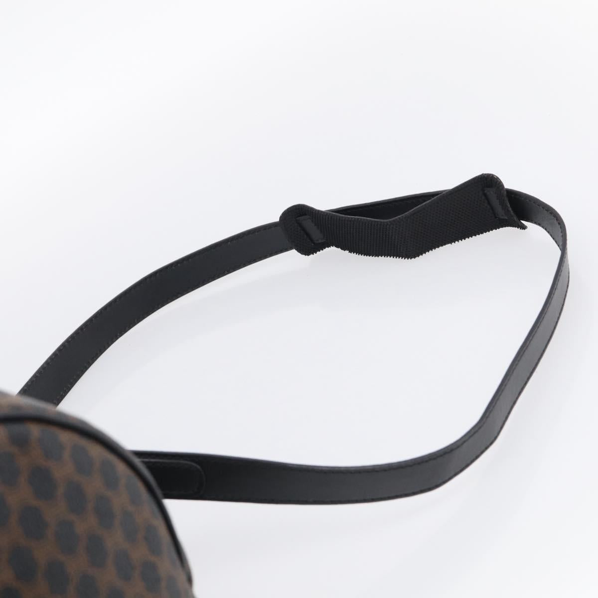 CELINE Macadam Canvas Boston Bag PVC Leather Black Gold Auth 209324V