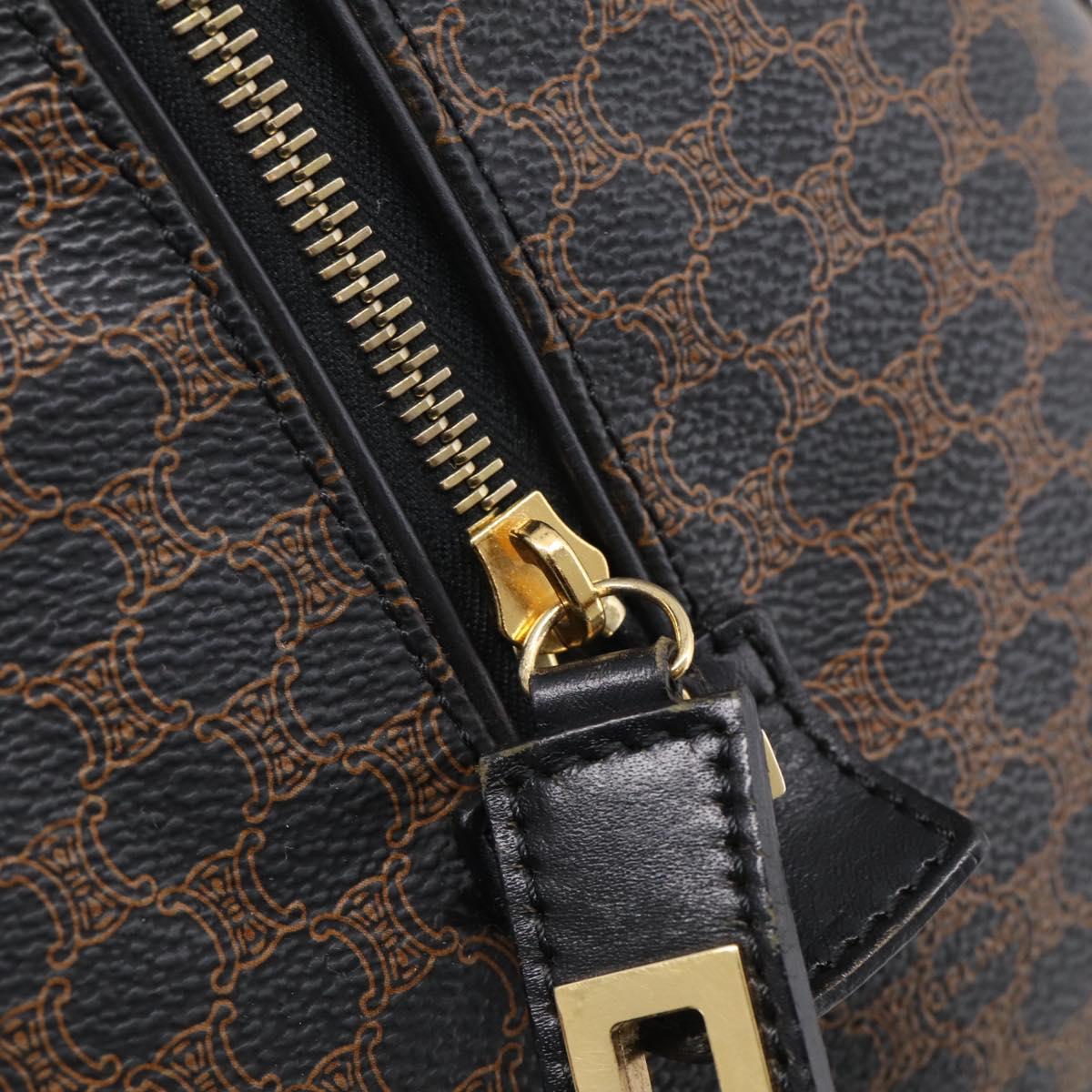 CELINE Macadam Canvas Boston Bag PVC Leather Black Gold Auth 209324V
