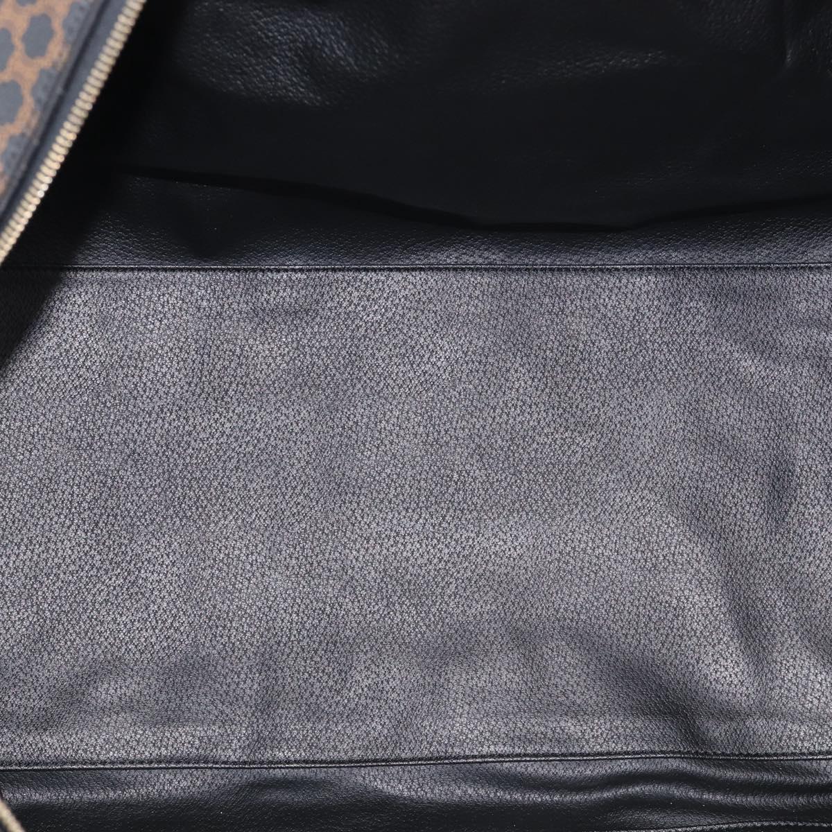 CELINE Macadam Canvas Boston Bag PVC Leather Black Gold Auth 209324V
