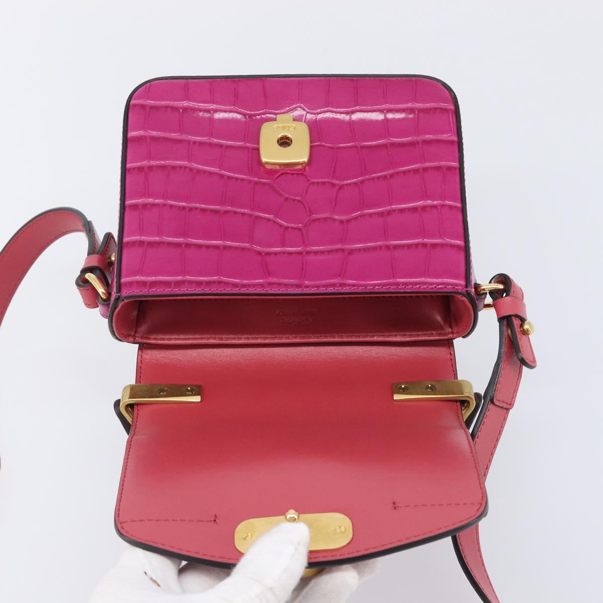 Chloe Hand Bag Leather 2way Pink Gold Auth 209325V