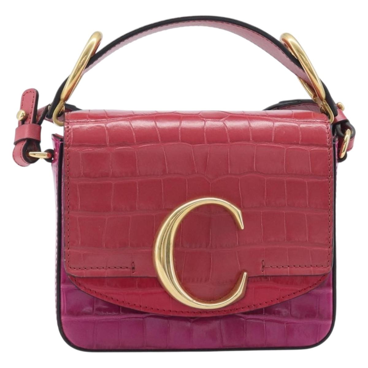 Chloe Hand Bag Leather 2way Pink Gold Auth 209325V