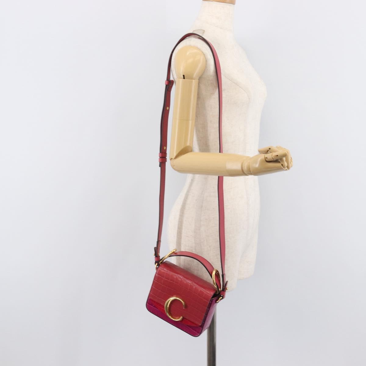 Chloe Hand Bag Leather 2way Pink Gold Auth 209325V