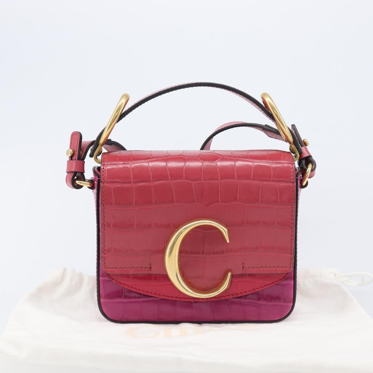 Chloe Hand Bag Leather 2way Pink Gold Auth 209325V