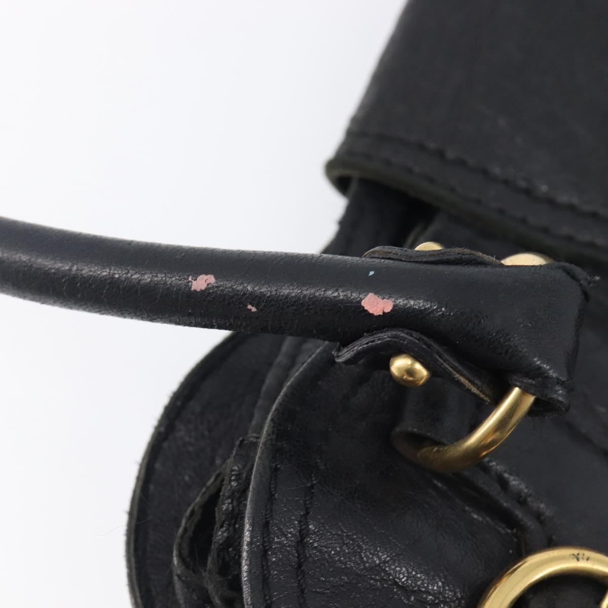 Salvatore Ferragamo Gancini Shoulder Bag Leather Black Gold Auth 209327A