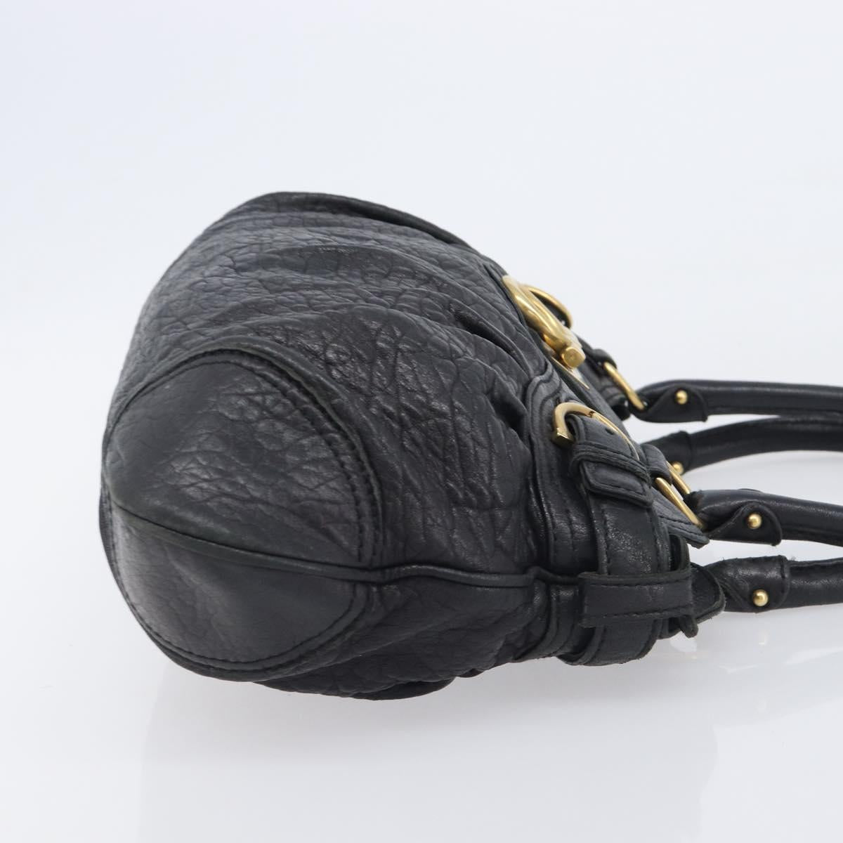 Salvatore Ferragamo Gancini Shoulder Bag Leather Black Gold Auth 209327A