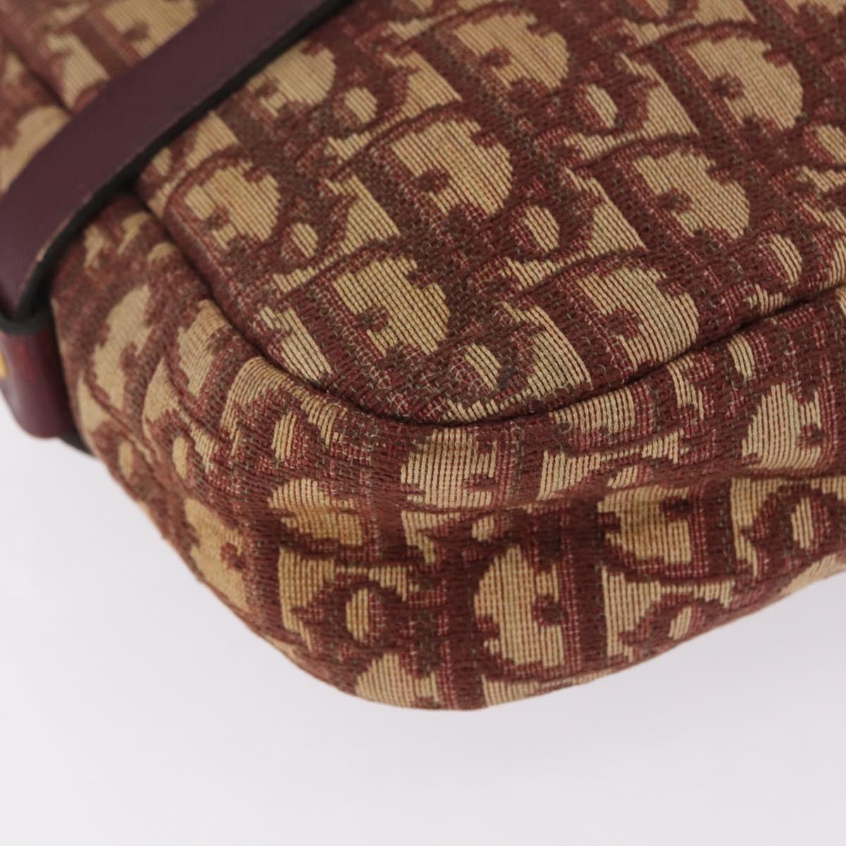 Christian Dior Trotter Canvas Shoulder Bag Red Gold Auth 209329
