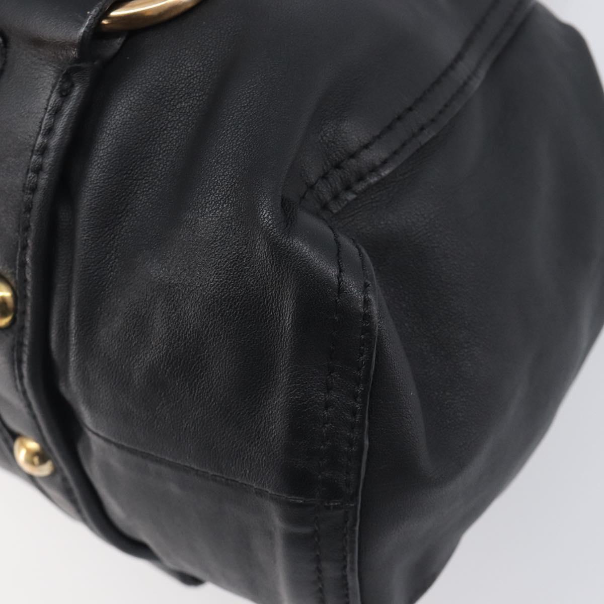 Miu Miu Hand Bag Leather Black Gold Auth 209332V