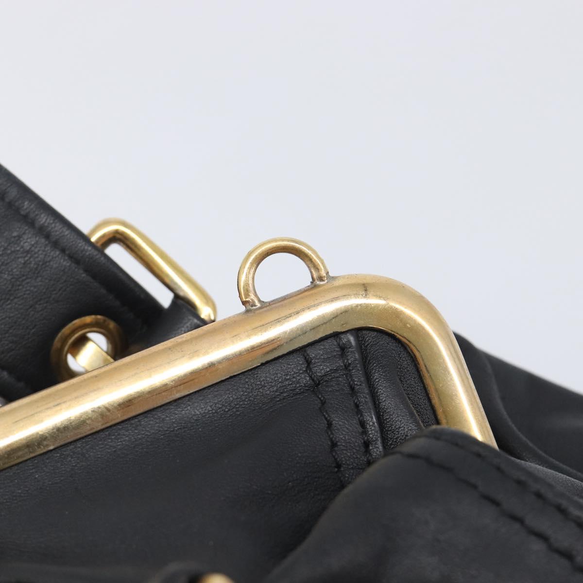 Miu Miu Hand Bag Leather Black Gold Auth 209332V