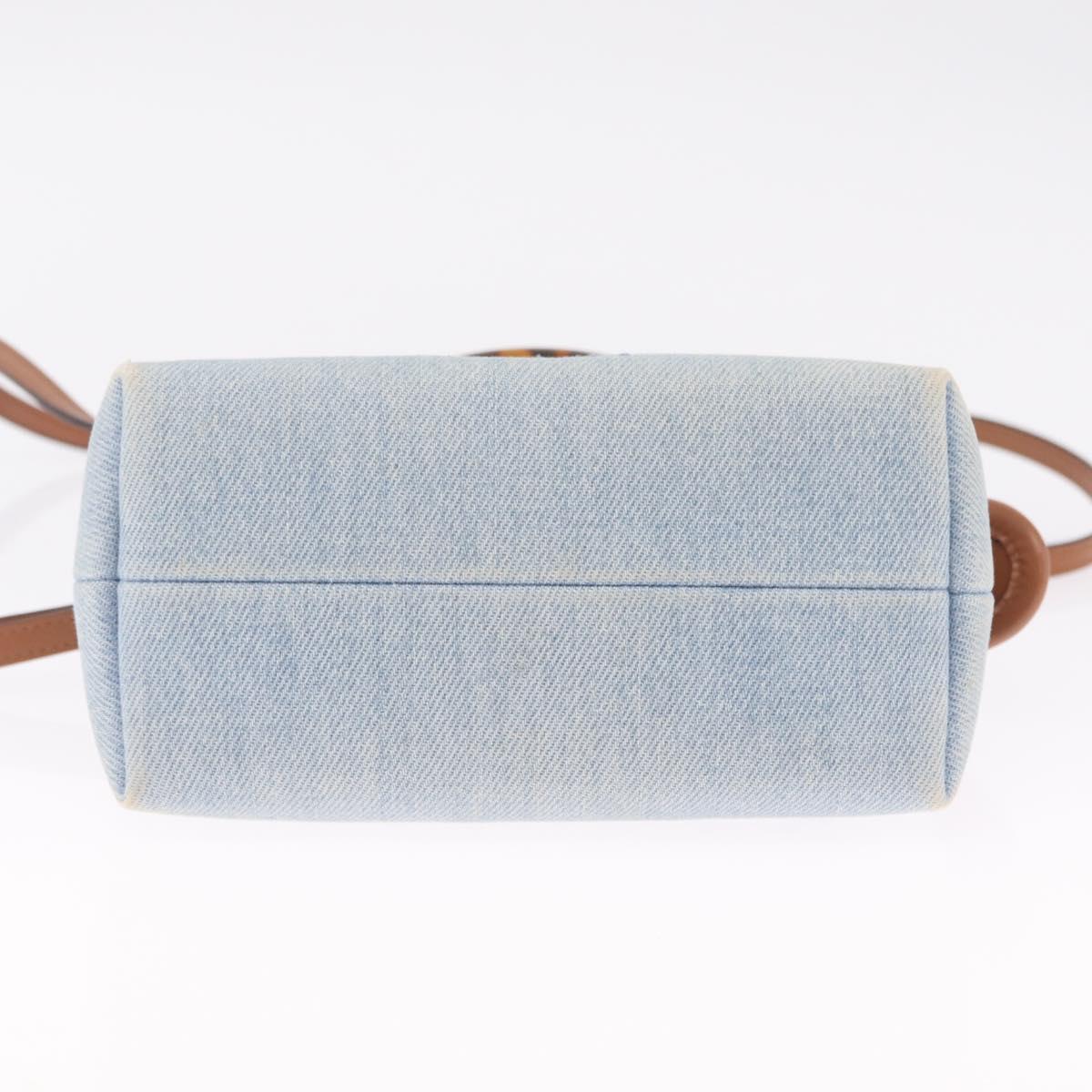 FENDI Hand Bag Denim 2way Blue Gold 8BS067 Auth 209336V