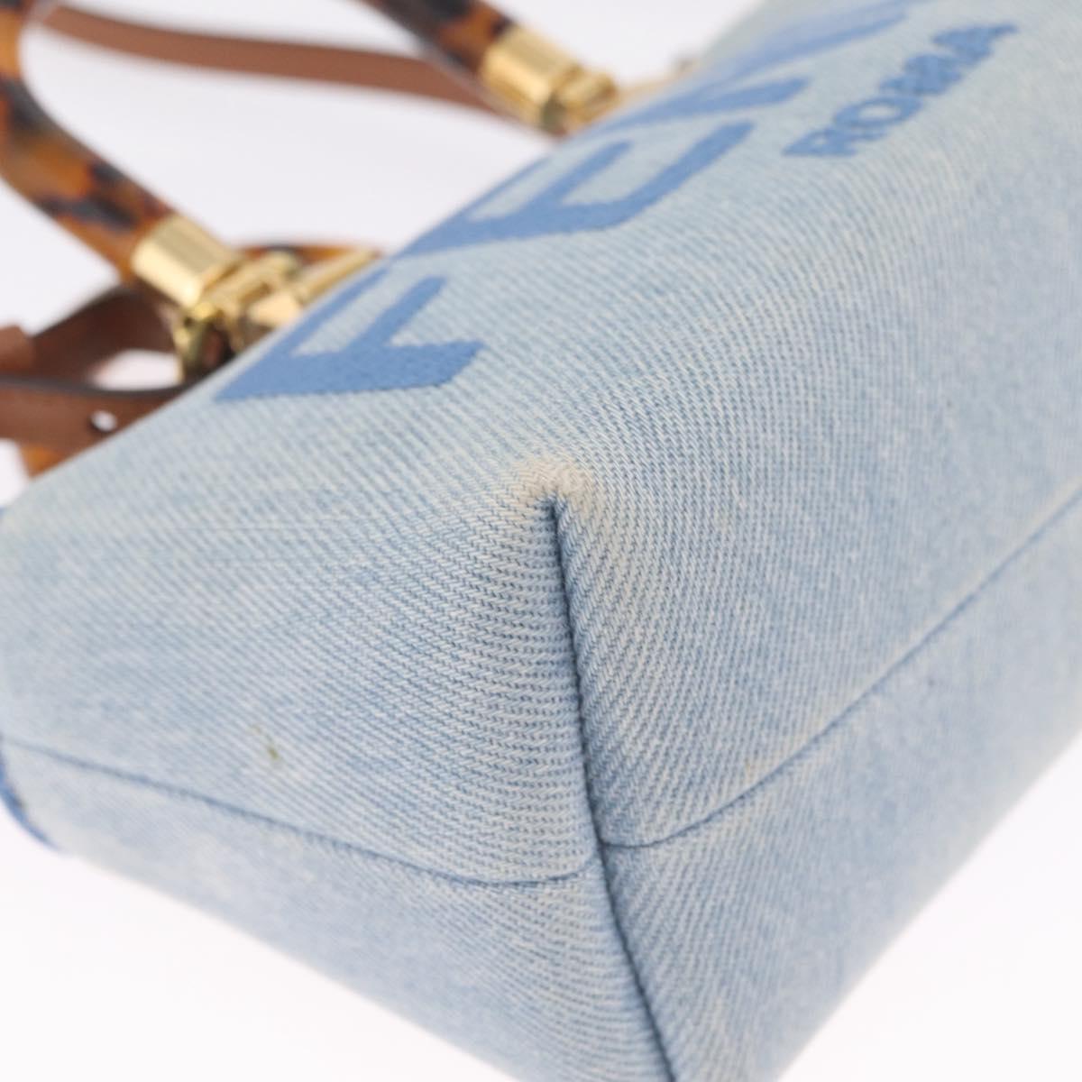 FENDI Hand Bag Denim 2way Blue Gold 8BS067 Auth 209336V