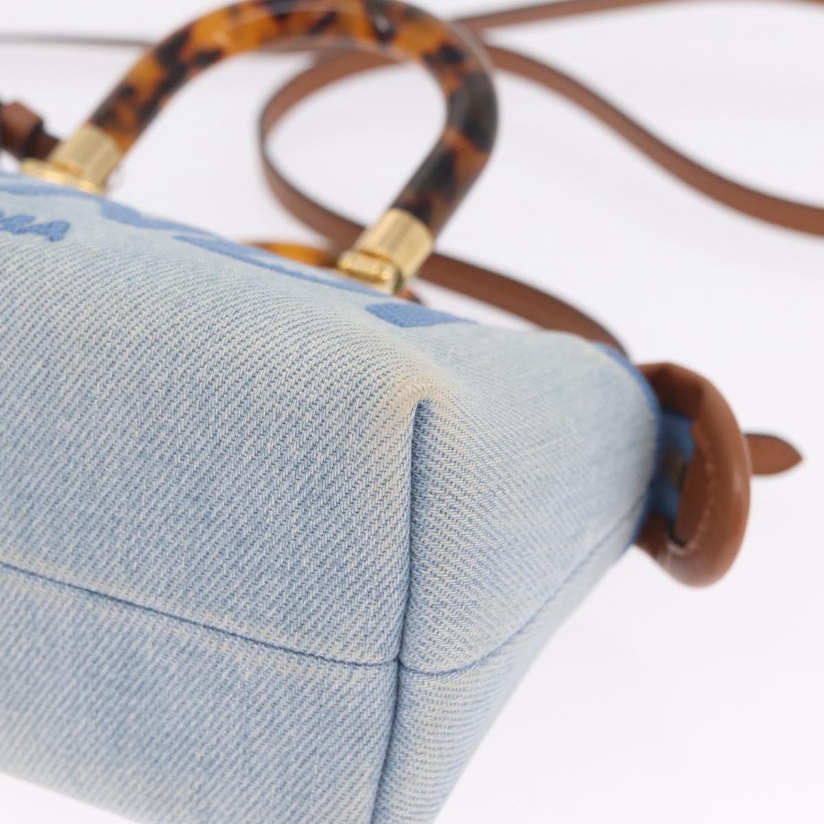 FENDI Hand Bag Denim 2way Blue Gold 8BS067 Auth 209336V