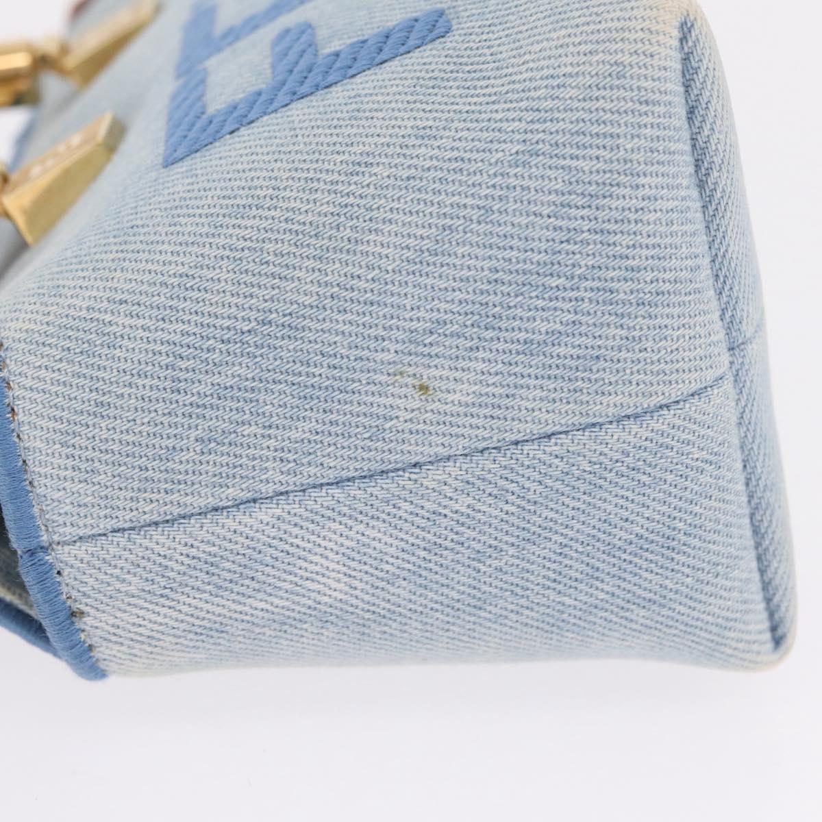 FENDI Hand Bag Denim 2way Blue Gold 8BS067 Auth 209336V