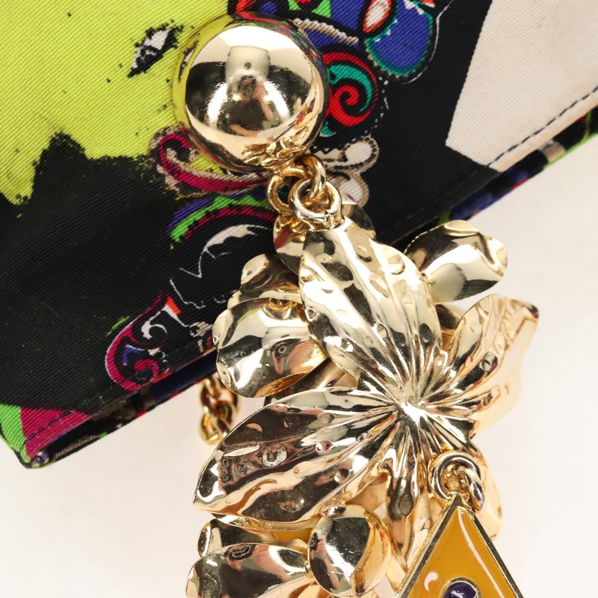 VERSACE Hand Bag Canvas Multicolor Gold Auth 209339V