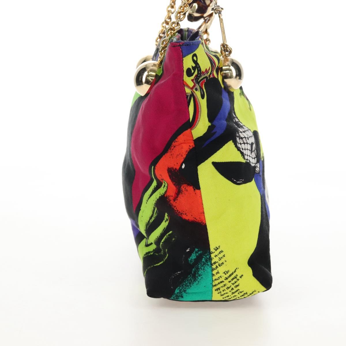 VERSACE Hand Bag Canvas Multicolor Gold Auth 209339V