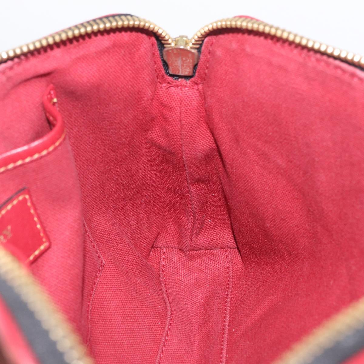 BURBERRY Nova Check Chain Shoulder Bag Canvas Red Gold Auth 209340A