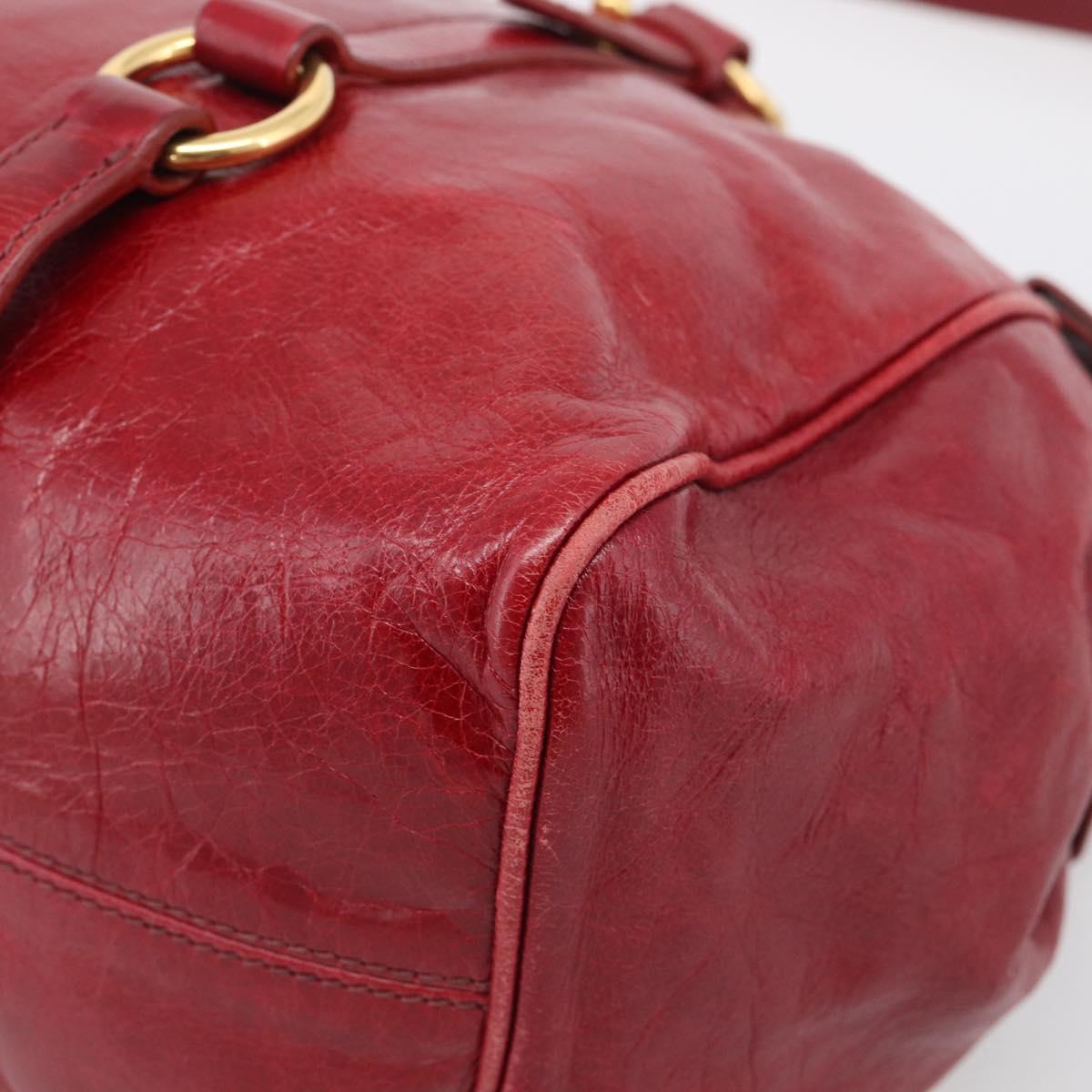 Miu Miu Hand Bag Vitellolux 2way Red Gold Auth 209342M