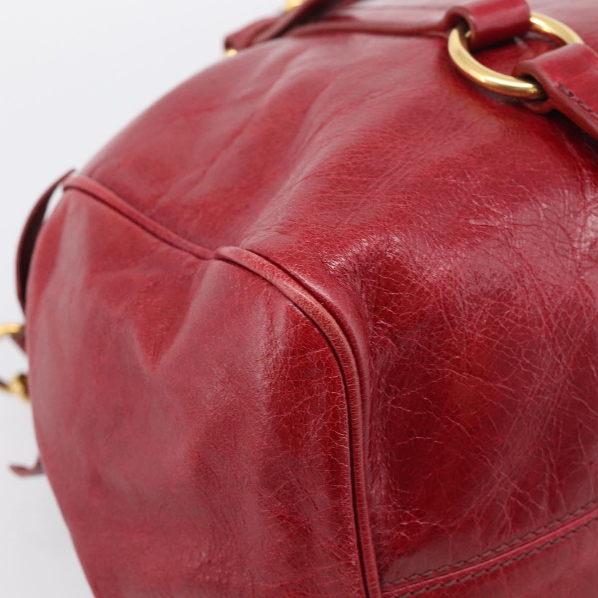 Miu Miu Hand Bag Vitellolux 2way Red Gold Auth 209342M