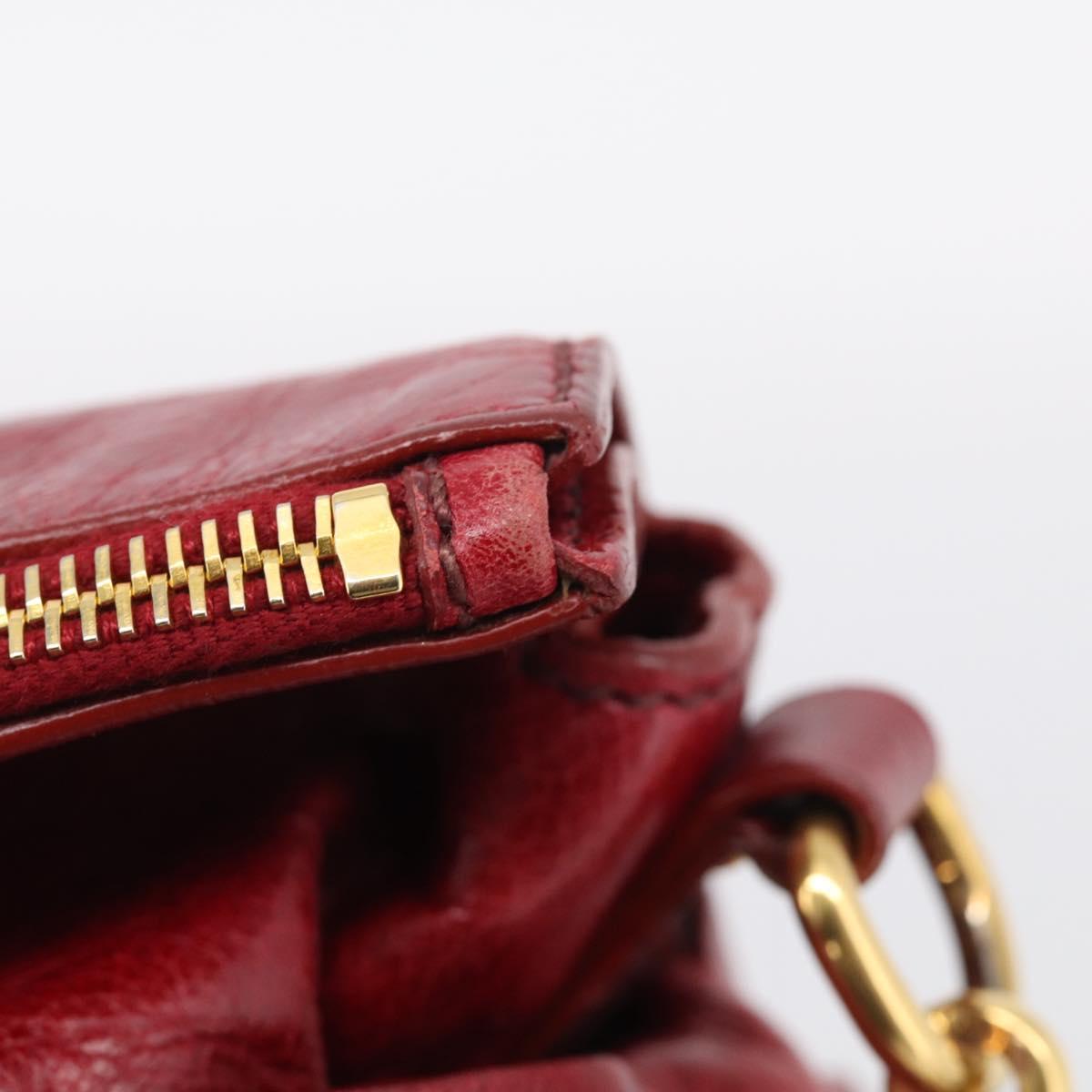 Miu Miu Hand Bag Vitellolux 2way Red Gold Auth 209342M