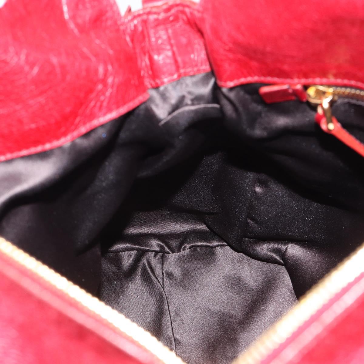 Miu Miu Hand Bag Vitellolux 2way Red Gold Auth 209342M