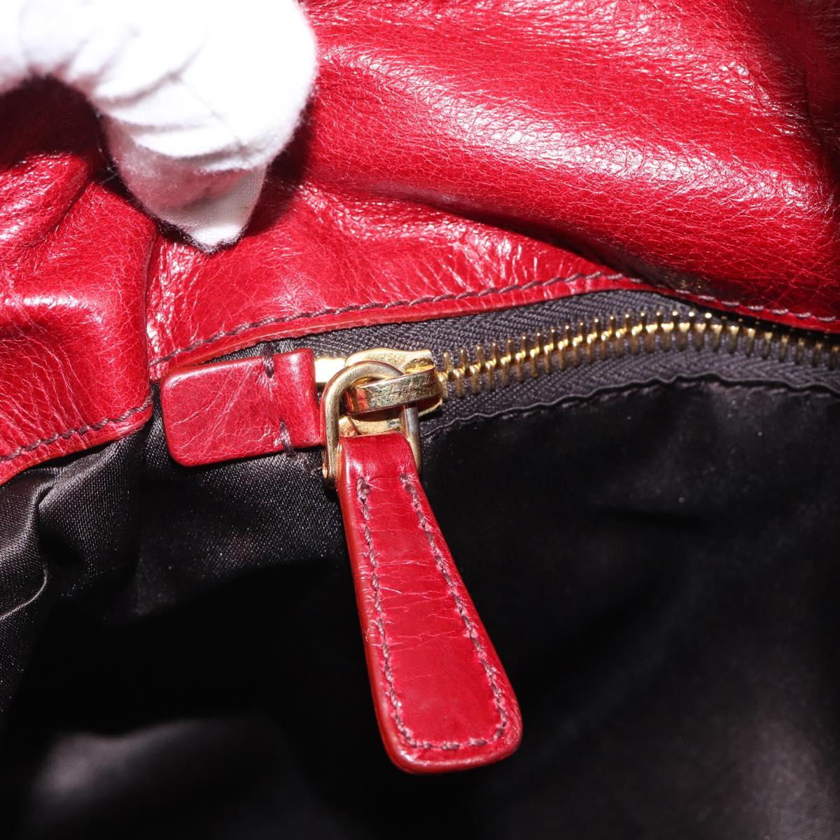 Miu Miu Hand Bag Vitellolux 2way Red Gold Auth 209342M