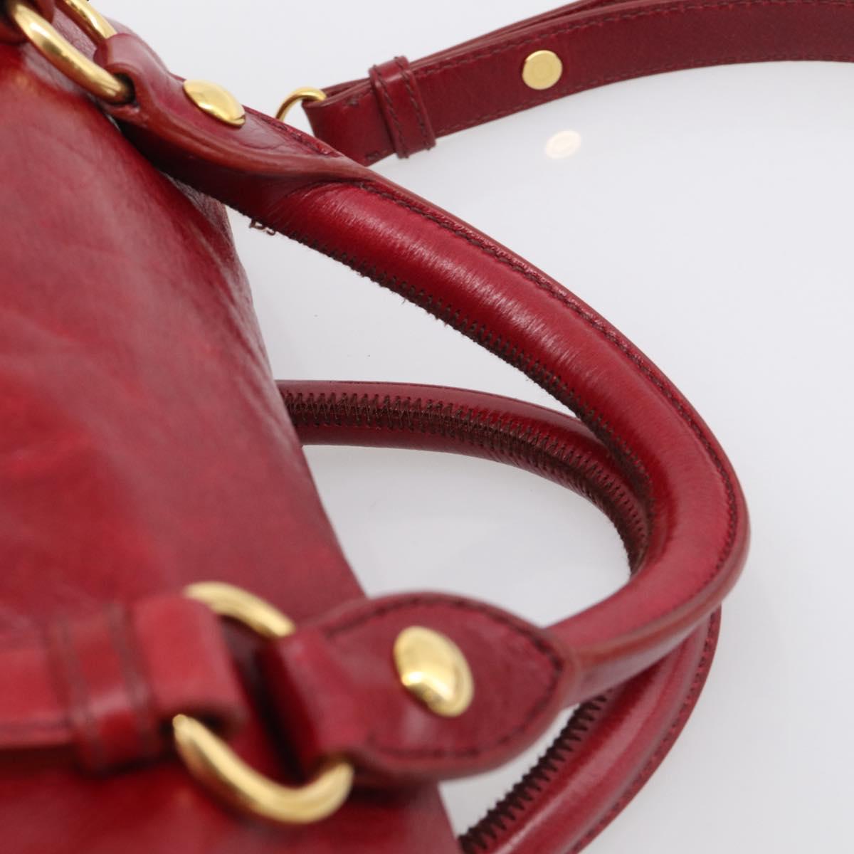 Miu Miu Hand Bag Vitellolux 2way Red Gold Auth 209342M
