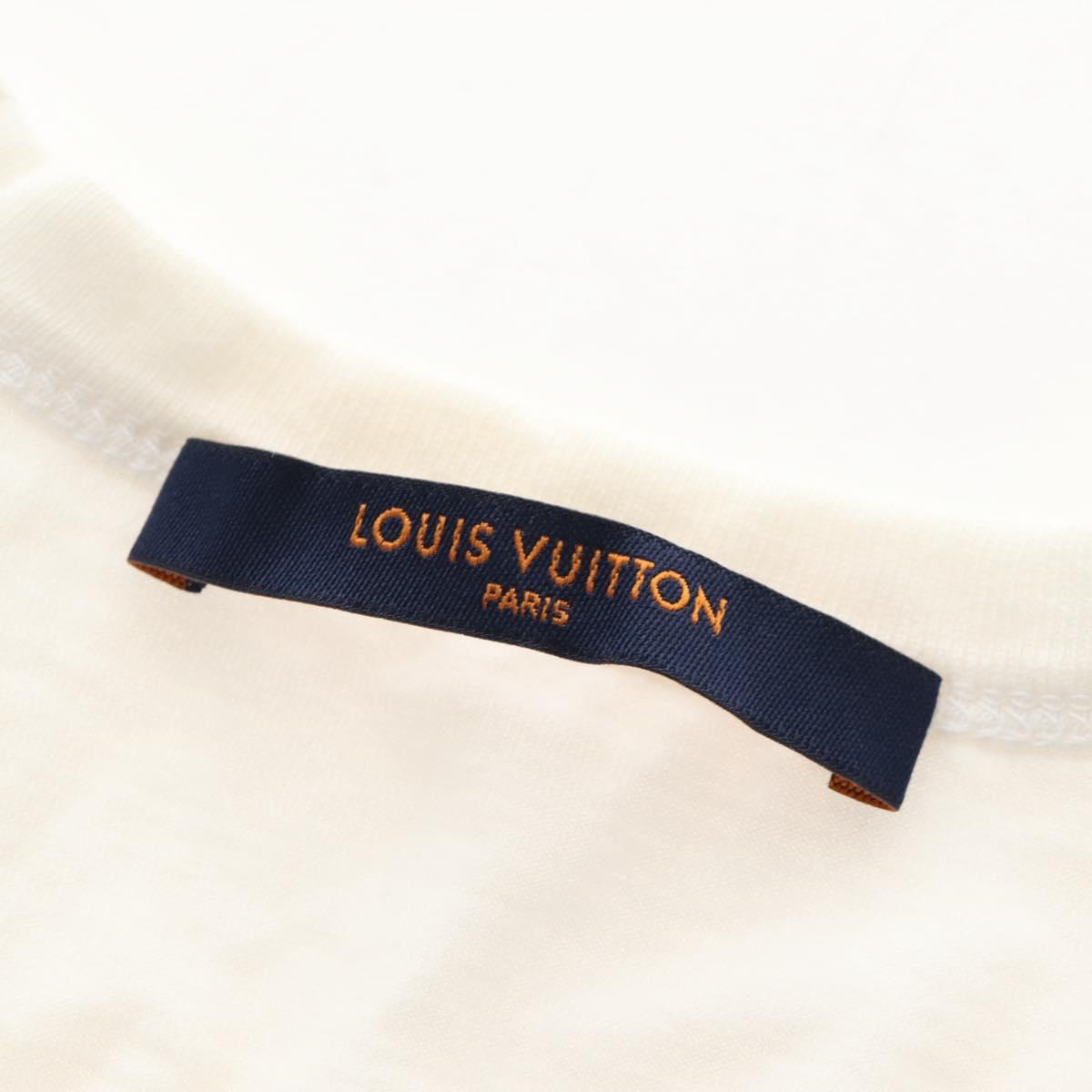 LOUIS VUITTON Short-Sleeved T-Shirt cotton M White LV Auth 209348