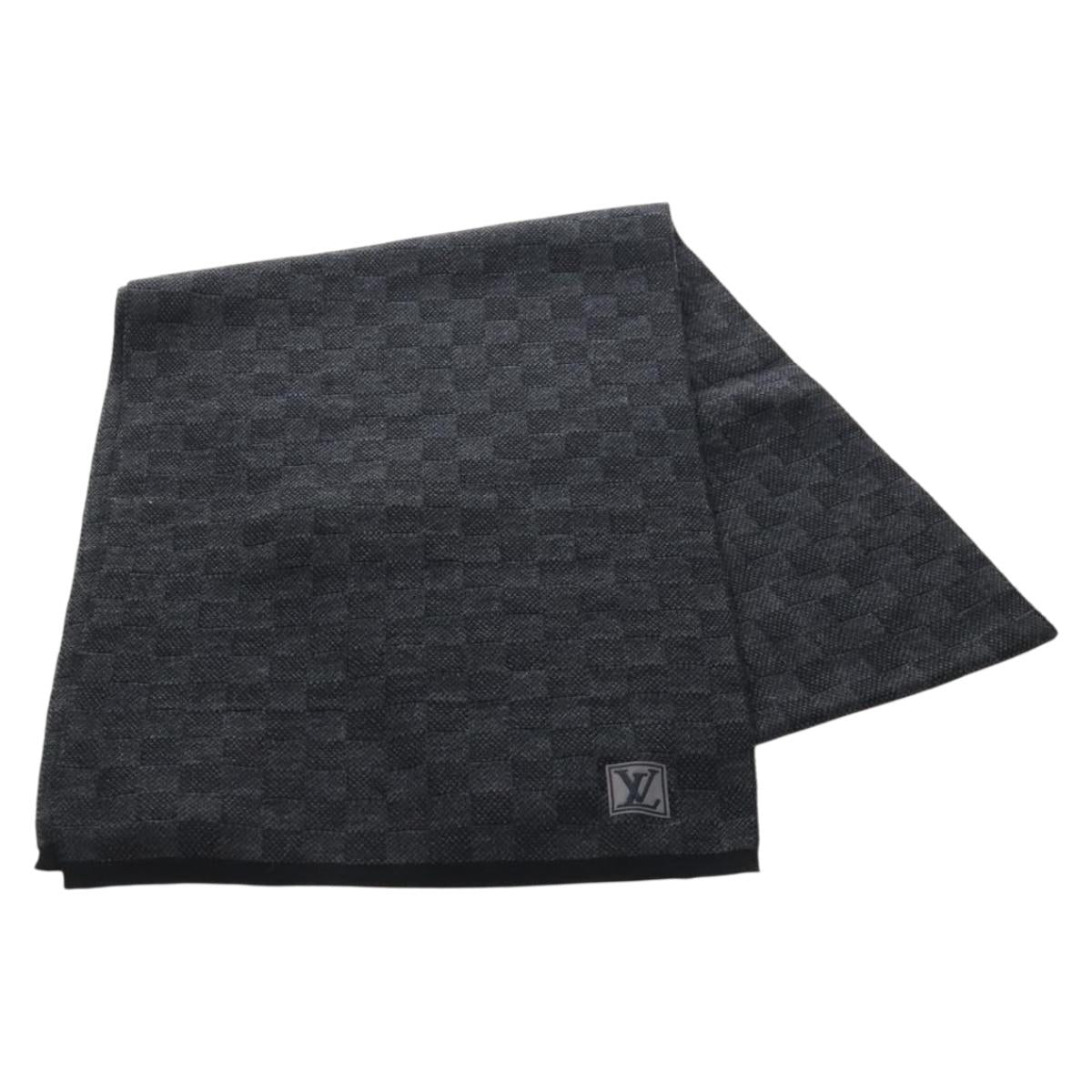 LOUIS VUITTON Eschar Petit Scarf Wool Black LV Auth 209349M