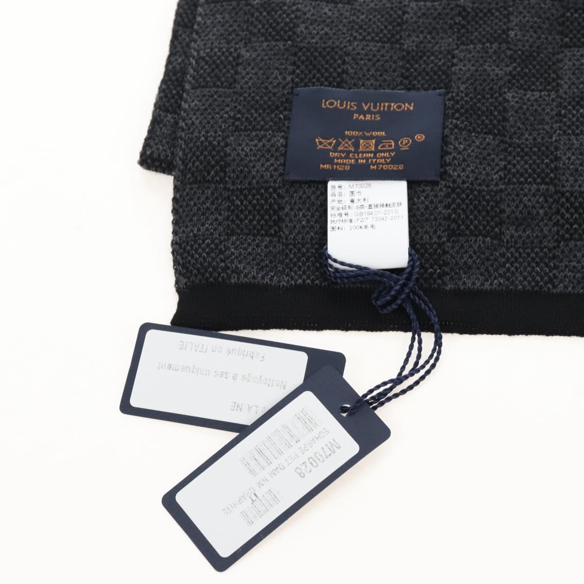 LOUIS VUITTON Eschar Petit Scarf Wool Black LV Auth 209349M