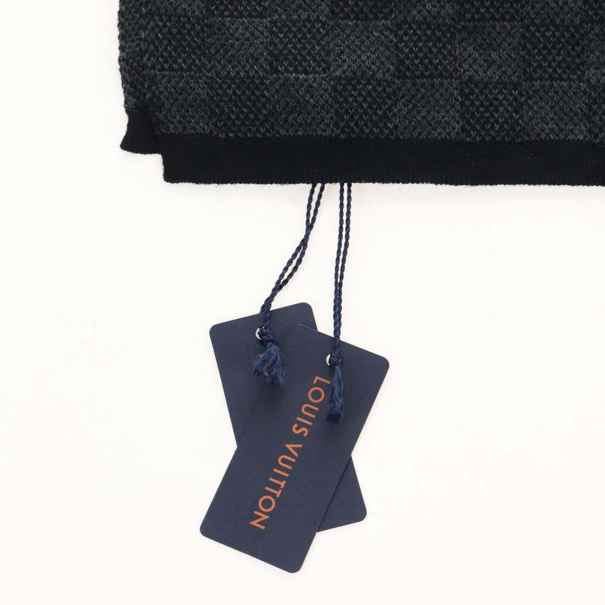 LOUIS VUITTON Eschar Petit Scarf Wool Black LV Auth 209349M