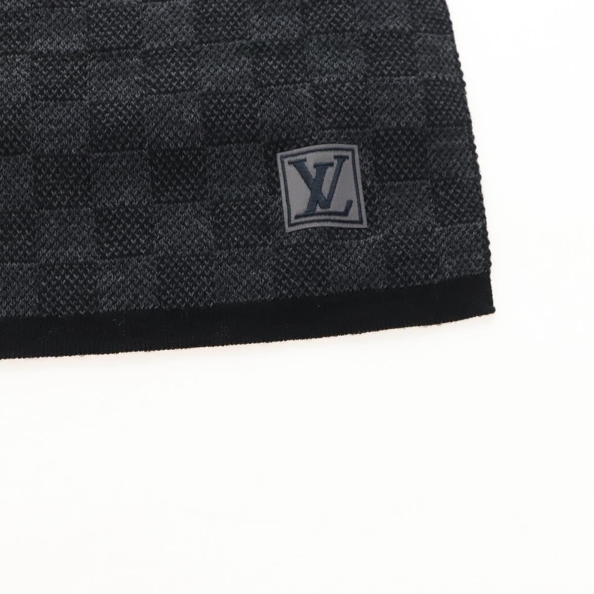 LOUIS VUITTON Eschar Petit Scarf Wool Black LV Auth 209349M