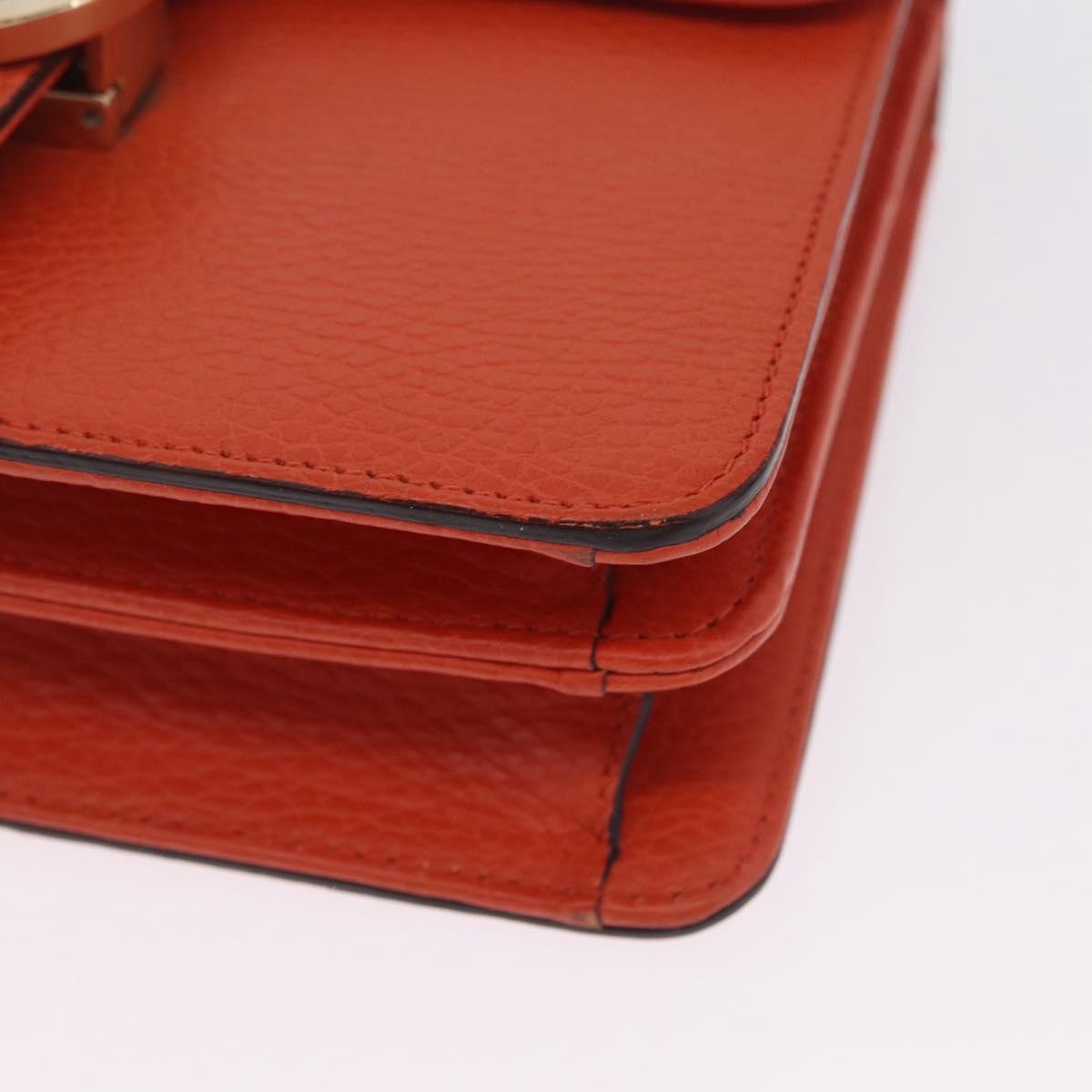 GUCCI Interlocking G Chain Bag Leather Outlet Orange Gold 510304 Auth 209361V