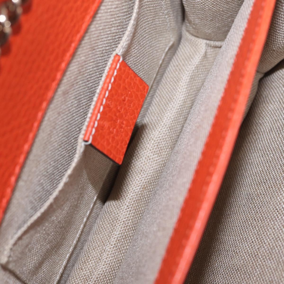 GUCCI Interlocking G Chain Bag Leather Outlet Orange Gold 510304 Auth 209361V